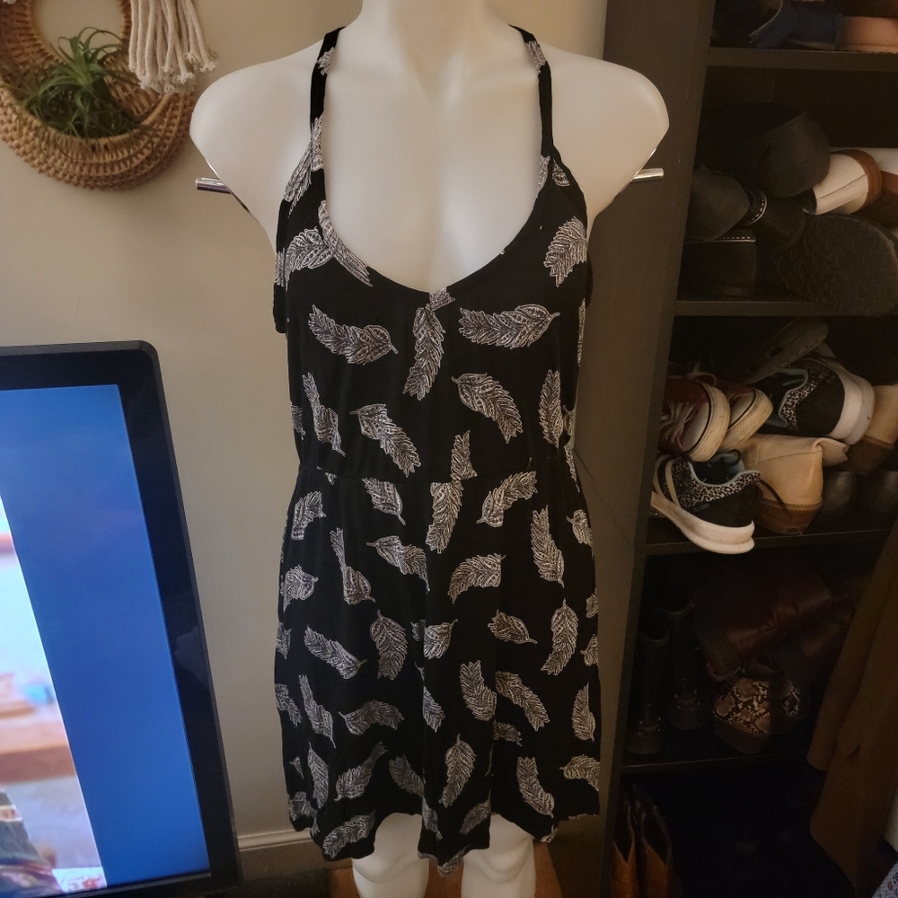 H&M Racerback Feather Print Mini Dress
